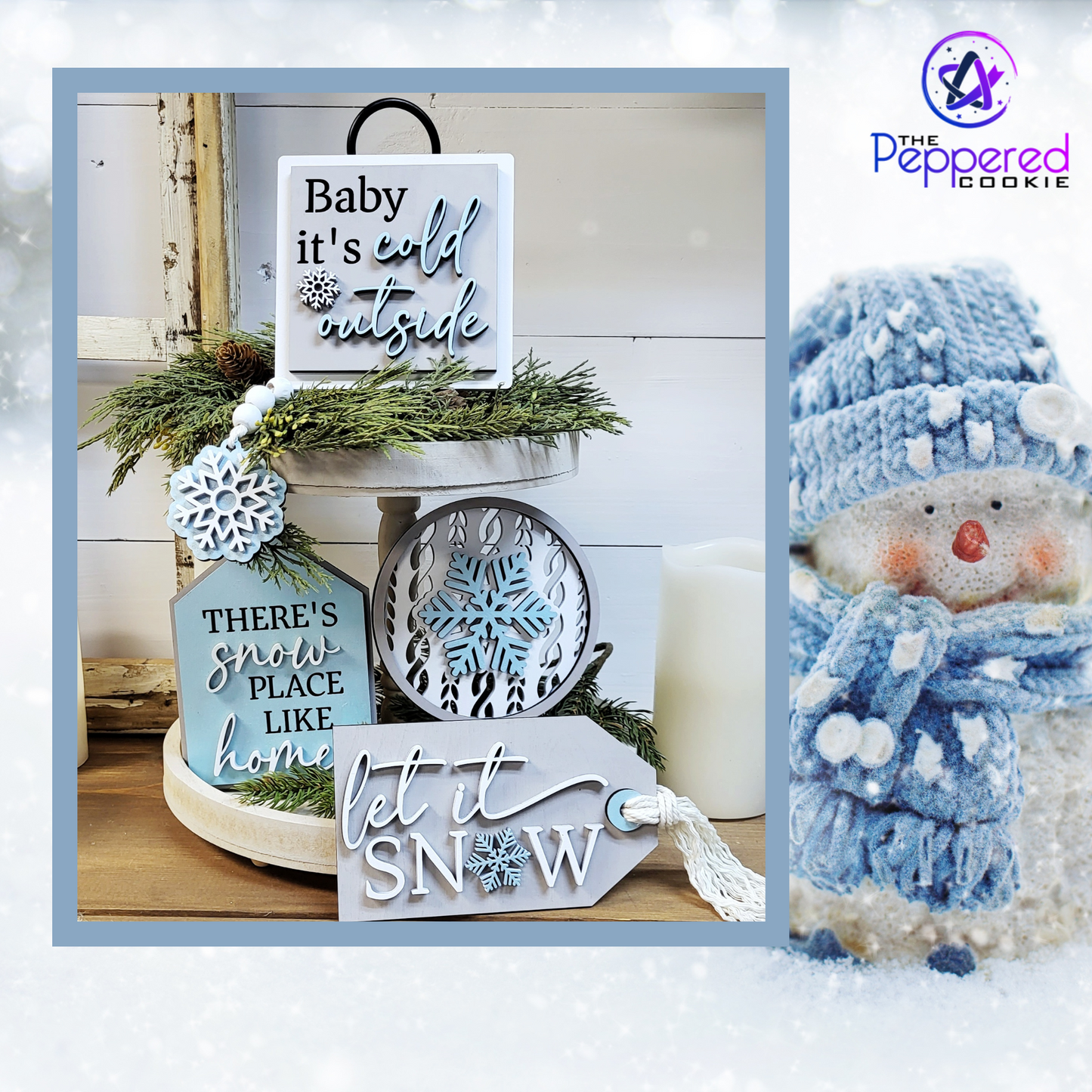 Tiered Tray Decor - Snow Place Like Home Set UNFINISHED