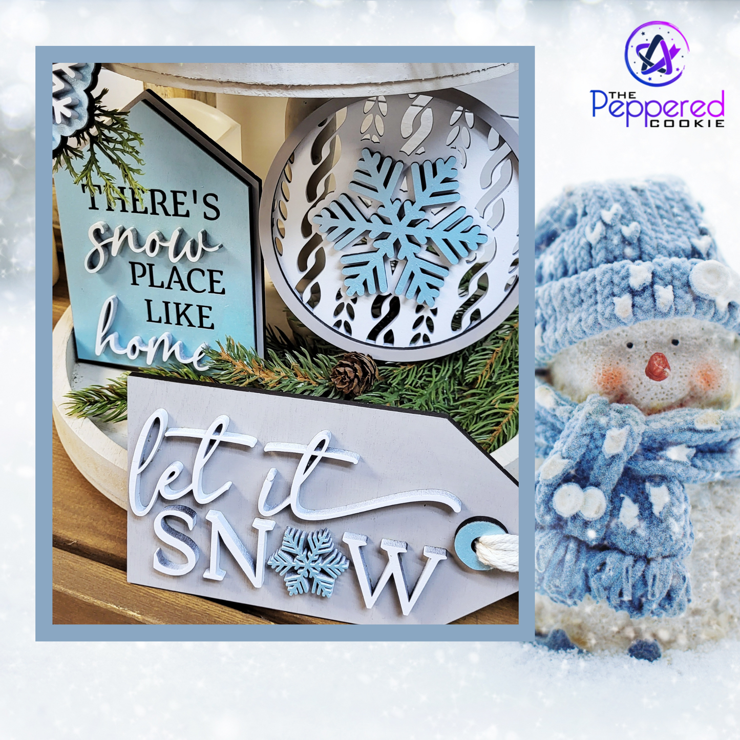 Tiered Tray Decor - Snow Place Like Home Set UNFINISHED