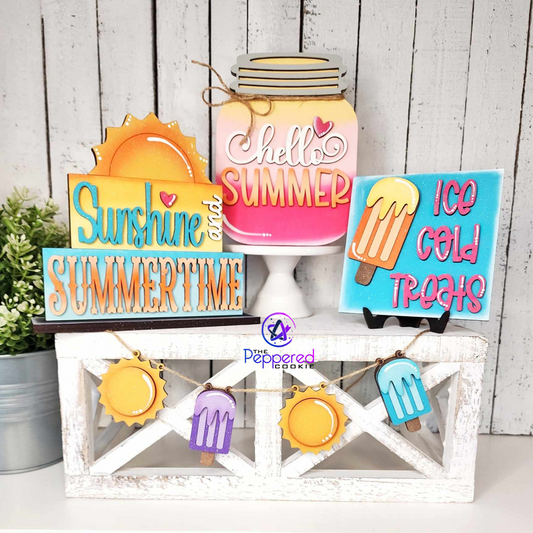 Tiered Tray Decor - Summer Mason Jar Popsicle Set UNFINISHED