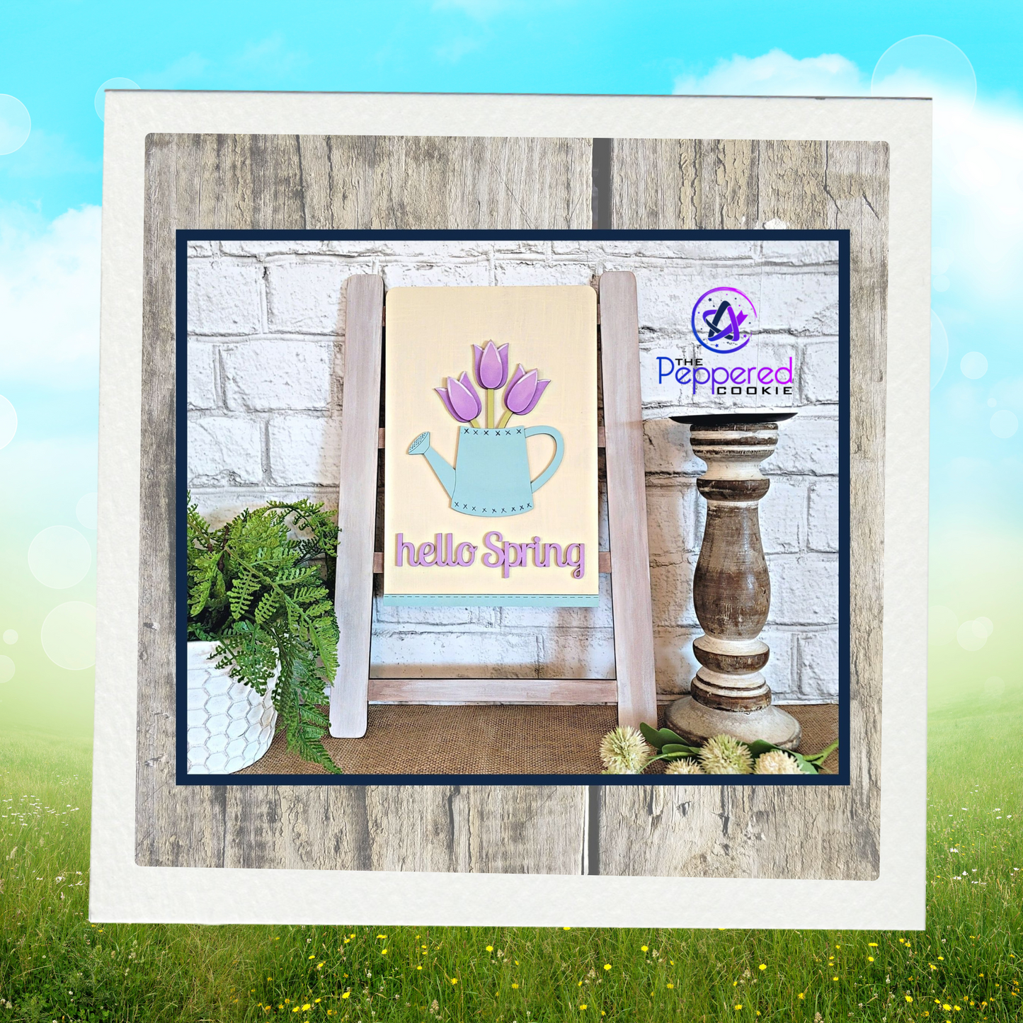 Home Decor - Tea Towel Sign Hello Spring UNFINISHED