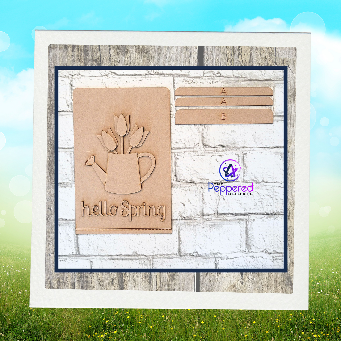 Home Decor - Tea Towel Sign Hello Spring UNFINISHED