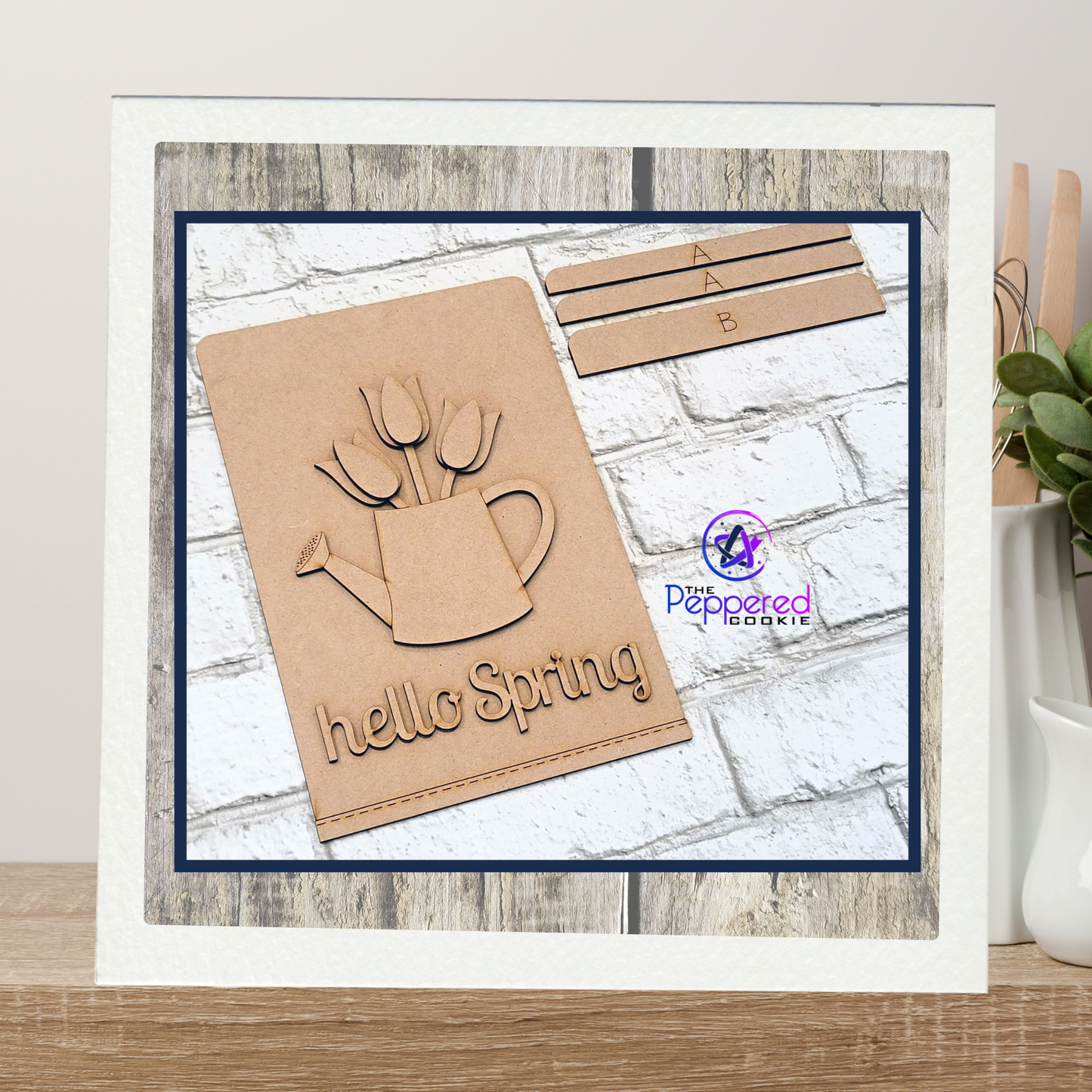 Home Decor - Tea Towel Sign Hello Spring UNFINISHED