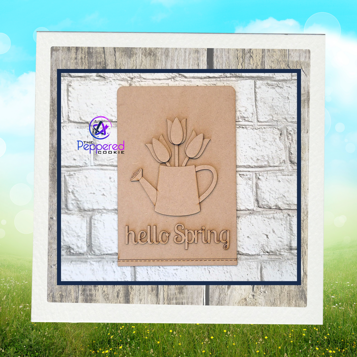 Home Decor - Tea Towel Sign Hello Spring UNFINISHED