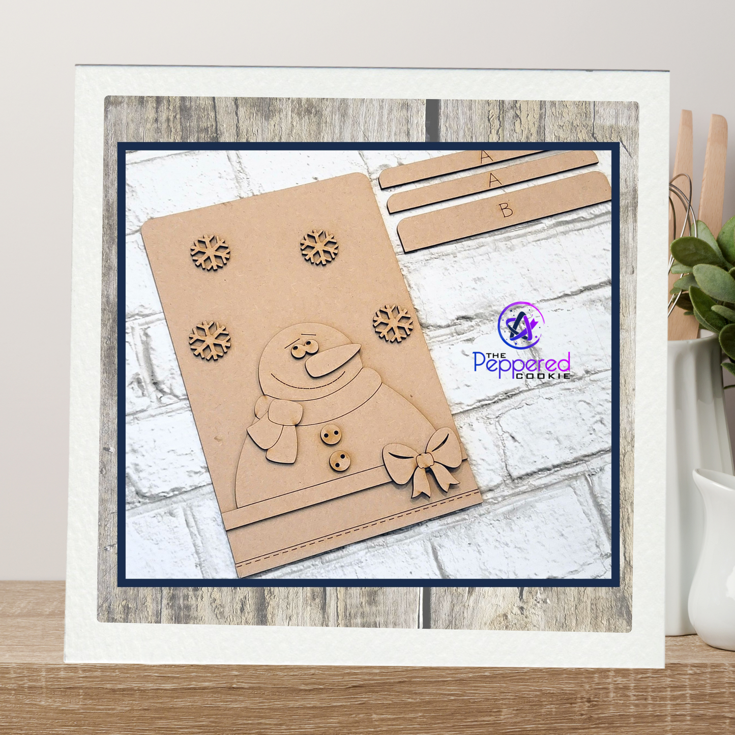 Home Decor - Tea Towel Sign Snowman UNFINISHED