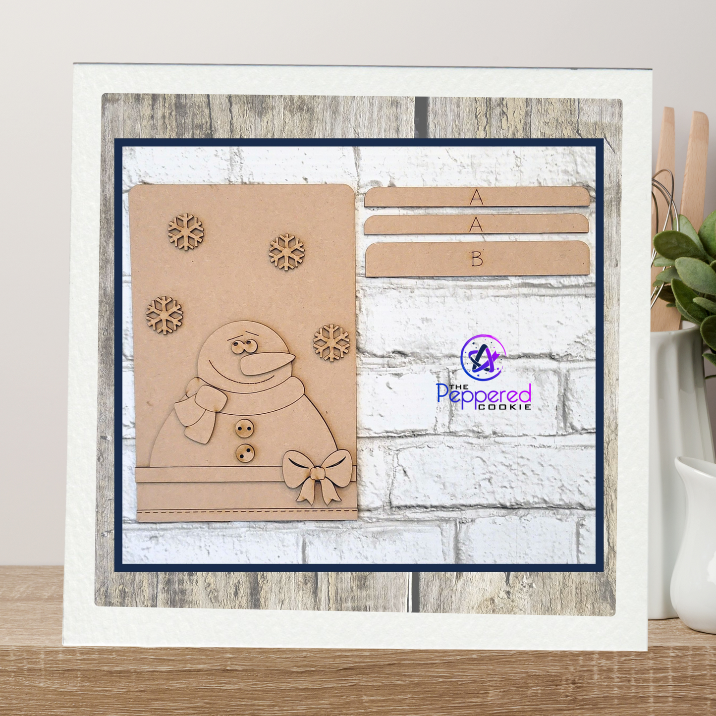 Home Decor - Tea Towel Sign Snowman UNFINISHED