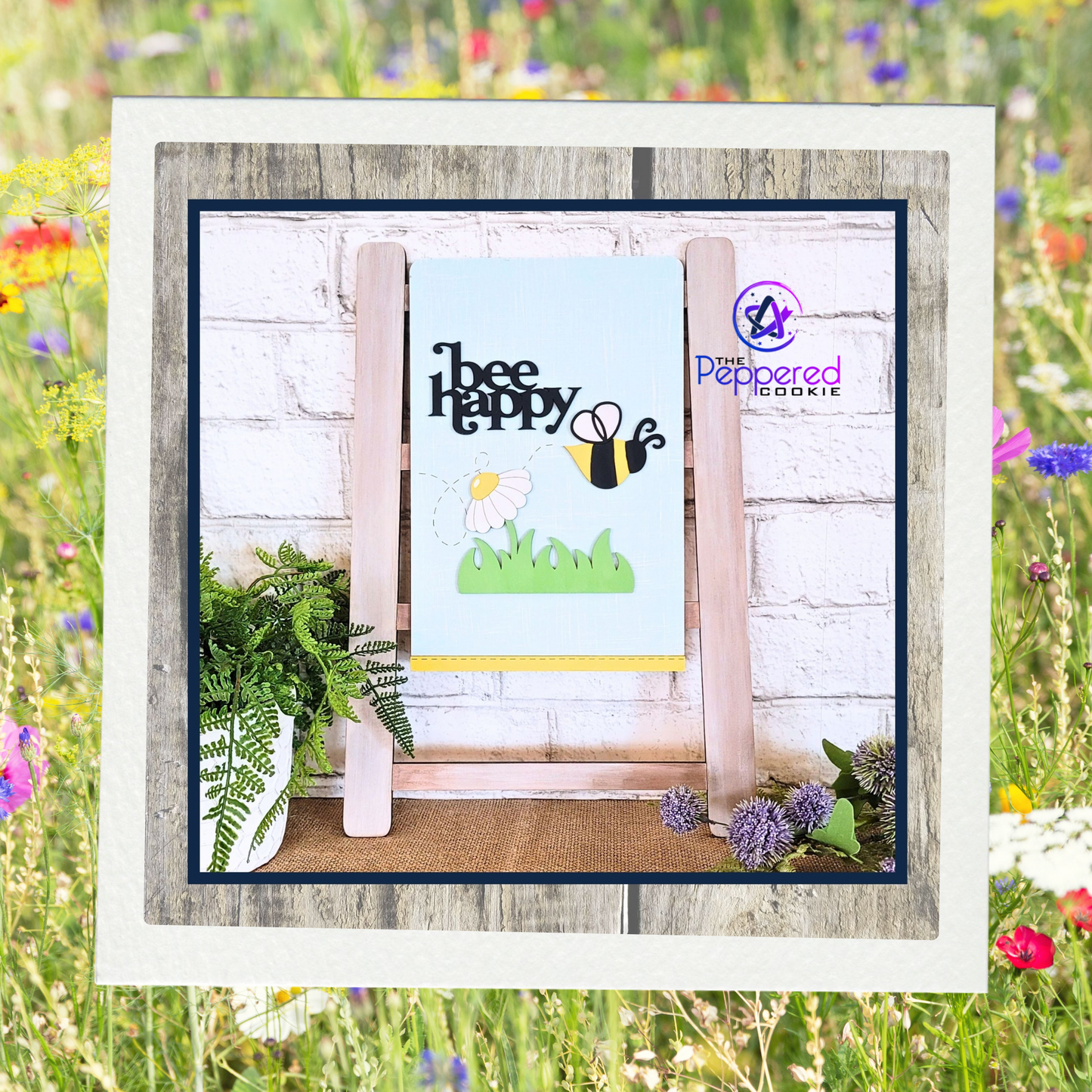 Home Decor - Tea Towel Sign Bee Happy UNFINISHED