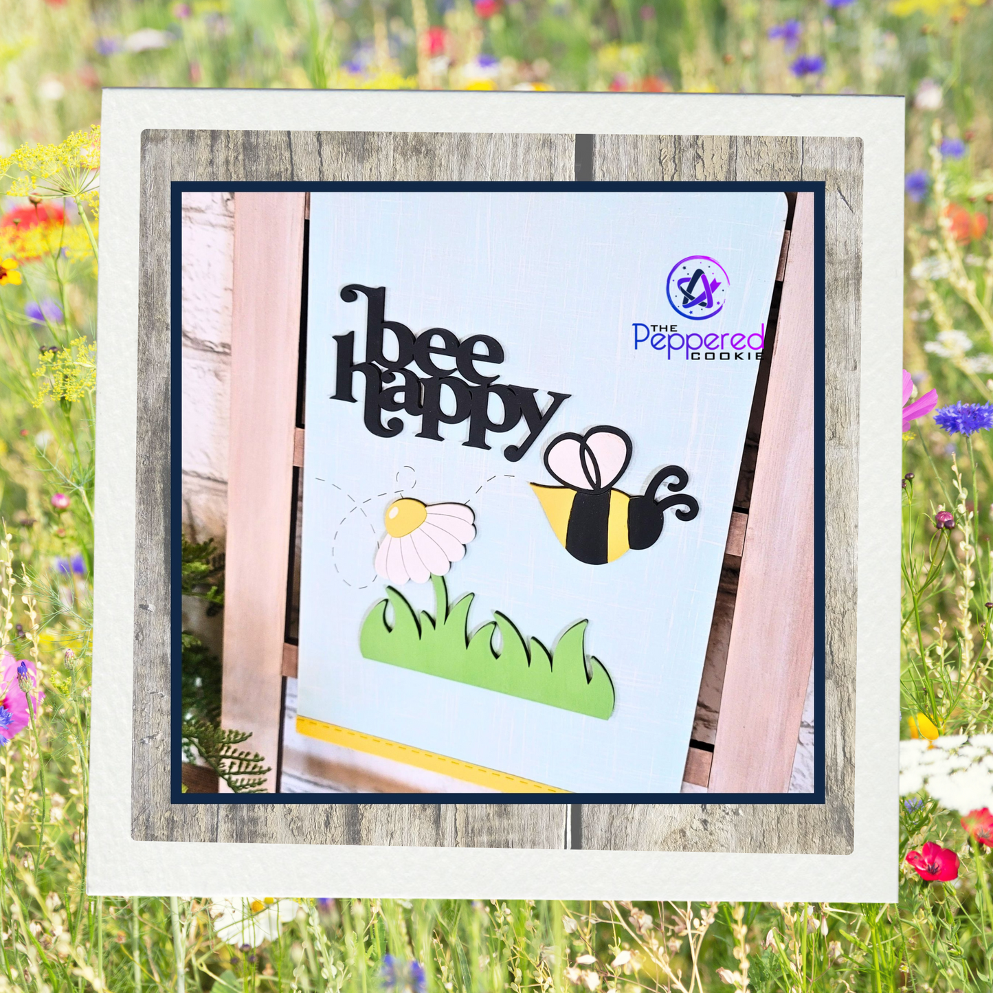 Home Decor - Tea Towel Sign Bee Happy UNFINISHED