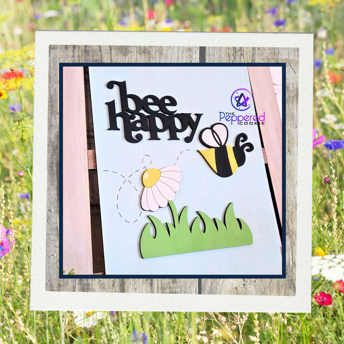 Home Decor - Tea Towel Sign Bee Happy UNFINISHED