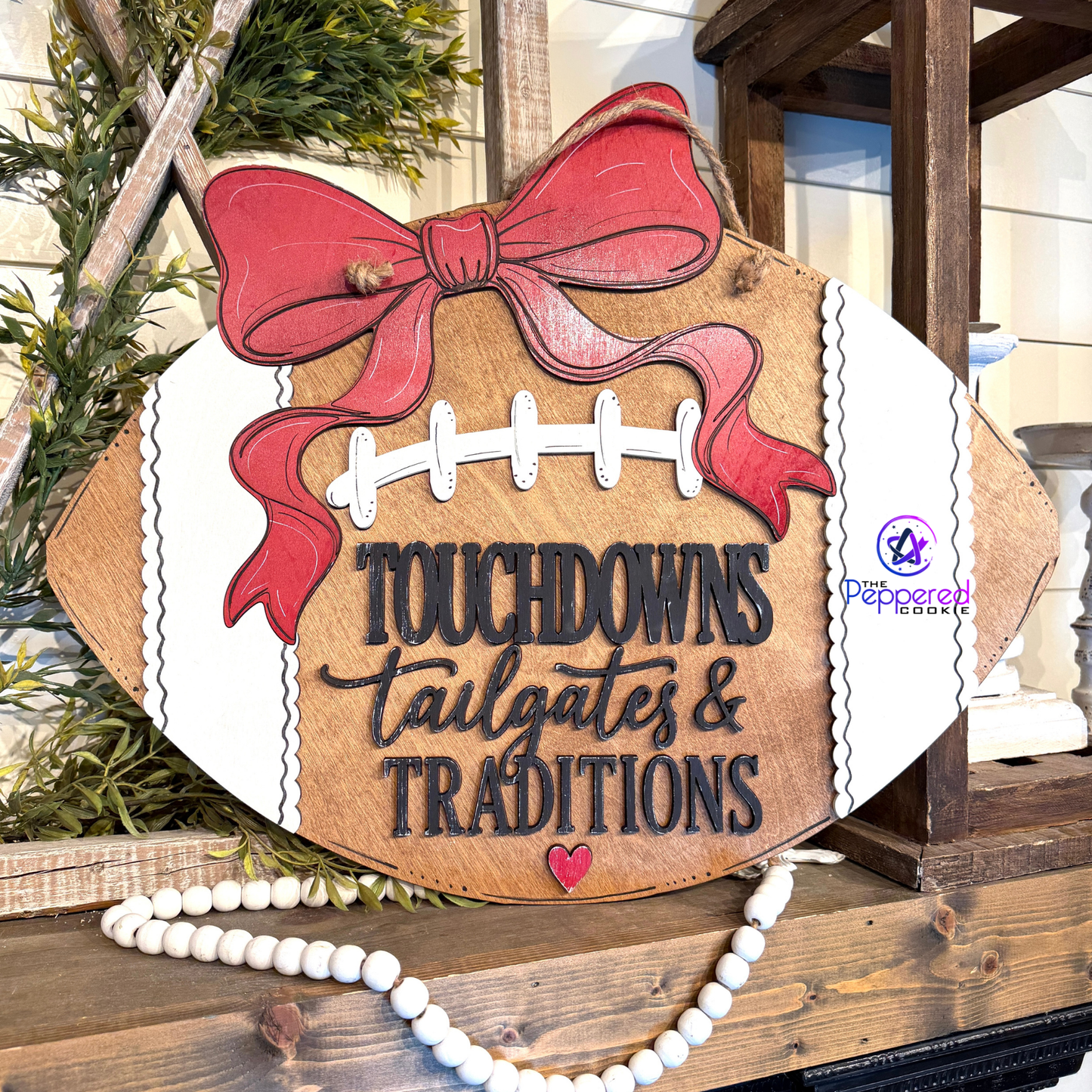 Door Hanger - Touchdowns, Tailgates, and Traditions Football UNFINISHED