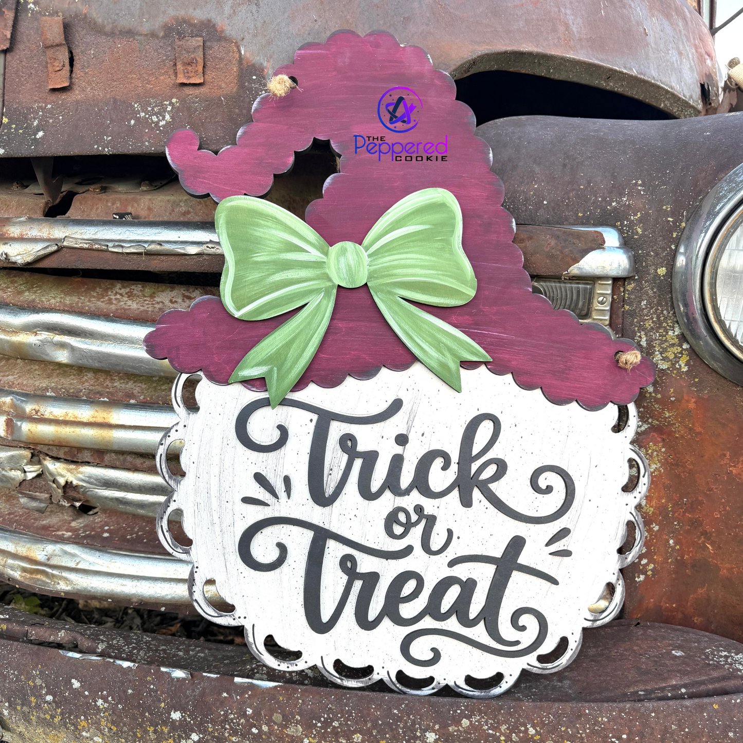 Door Hanger - Trick or Treat Jack-O-Lantern Witch Hat UNFINISHED