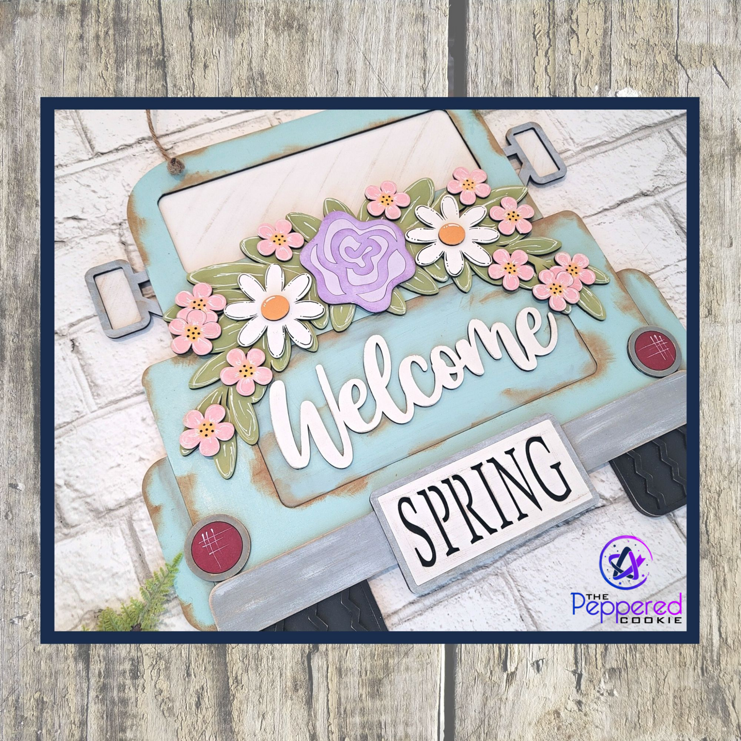 Door Hanger - Truck Floral Spring UNFINISHED