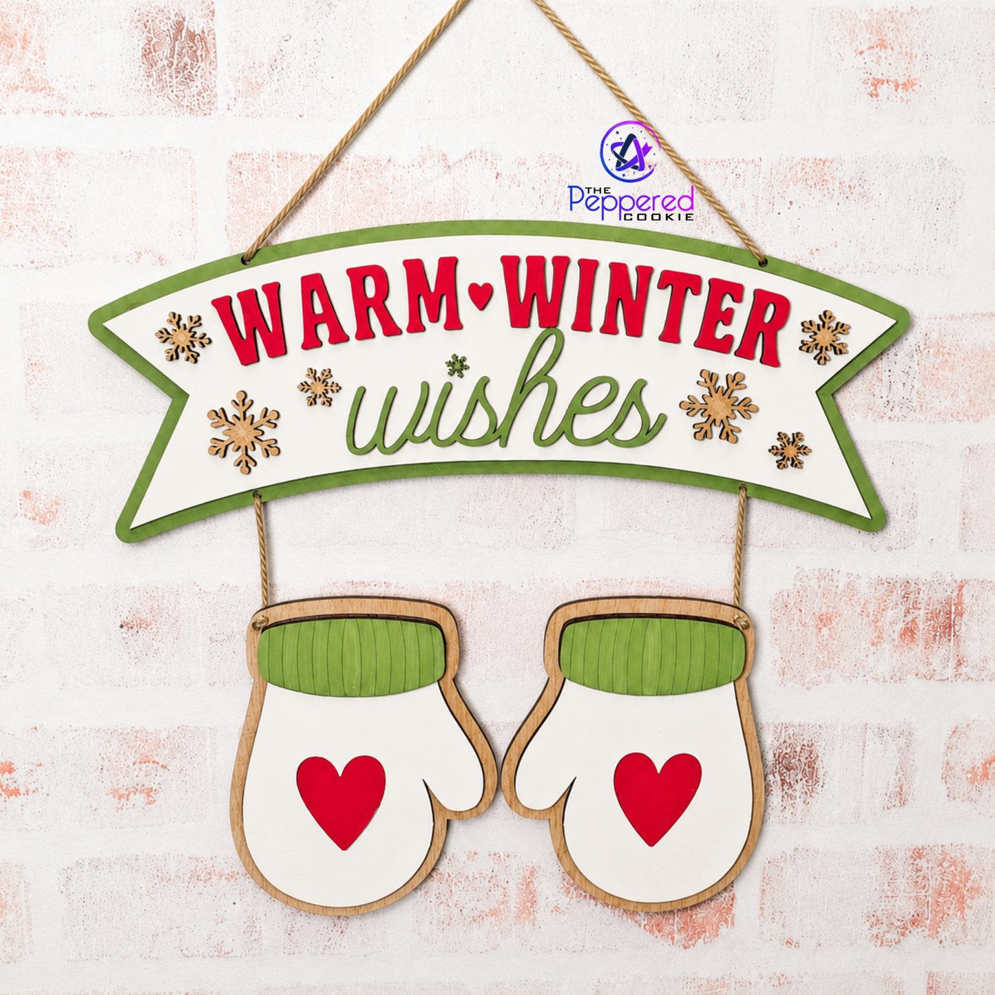 Door Hanger - Warm Winter Wishes Mitten Sign UNFINISHED