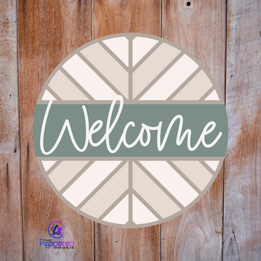 Door Hanger - Welcome Chevron Round UNFINISHED