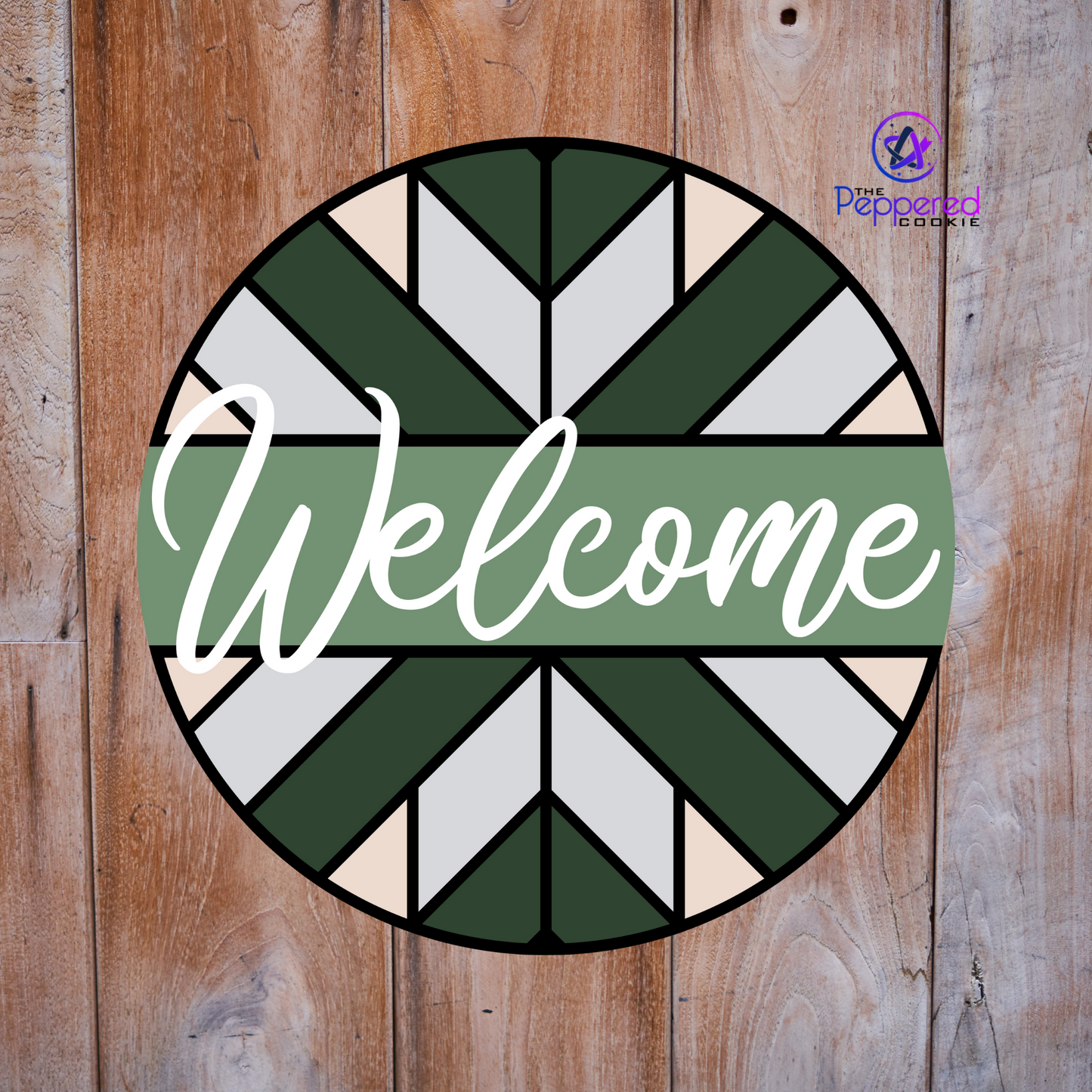 Door Hanger - Welcome Geometric Round UNFINISHED