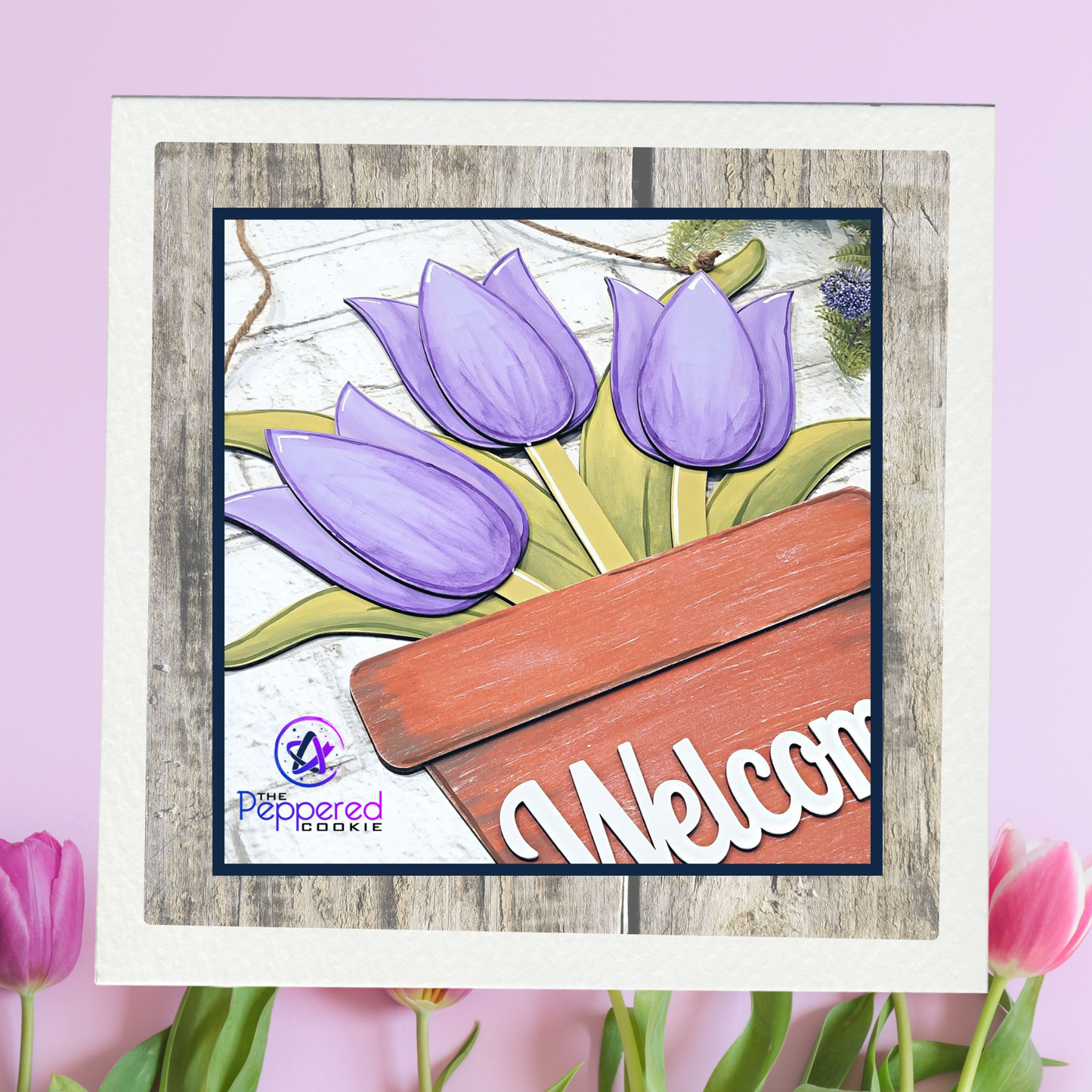 Door Hanger - Welcome Pot of Tulips UNFINISHED