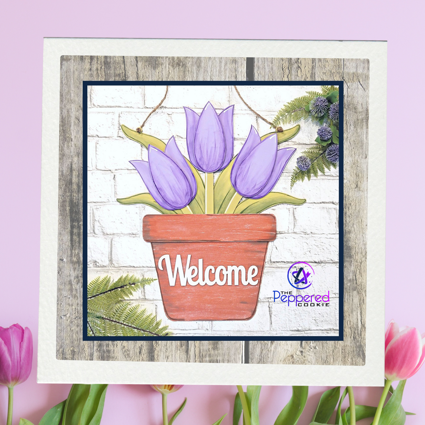 Door Hanger - Welcome Pot of Tulips UNFINISHED