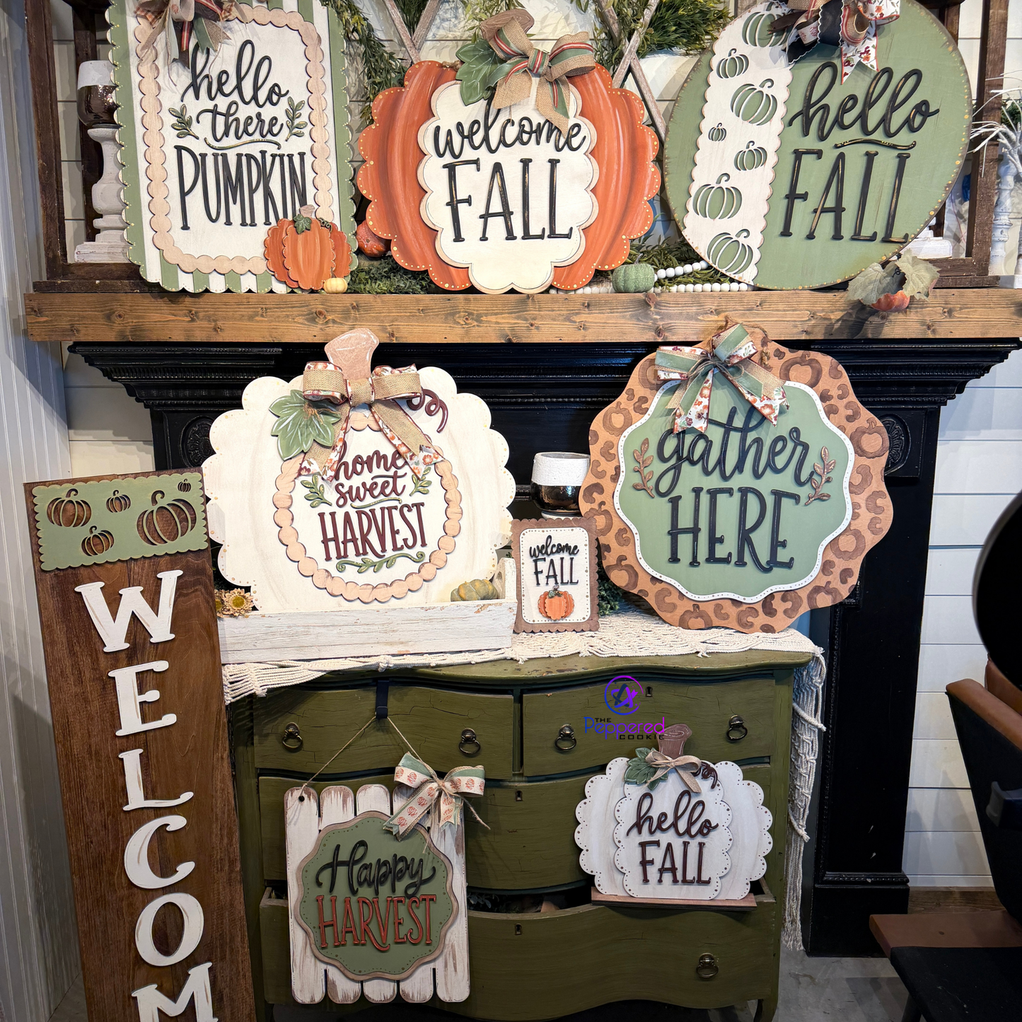 Door Hanger - Welcome Fall Scalloped Pumpkin UNFINISHED