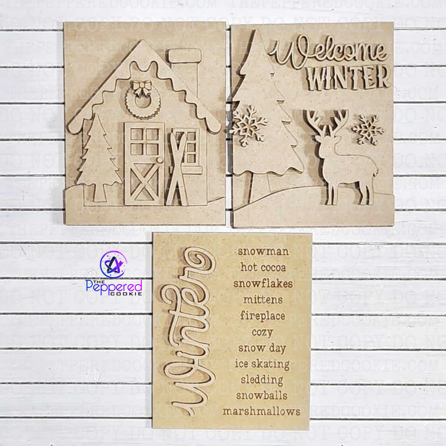 Home Decor - Winter Cabin Sign Trio UNFINISHED