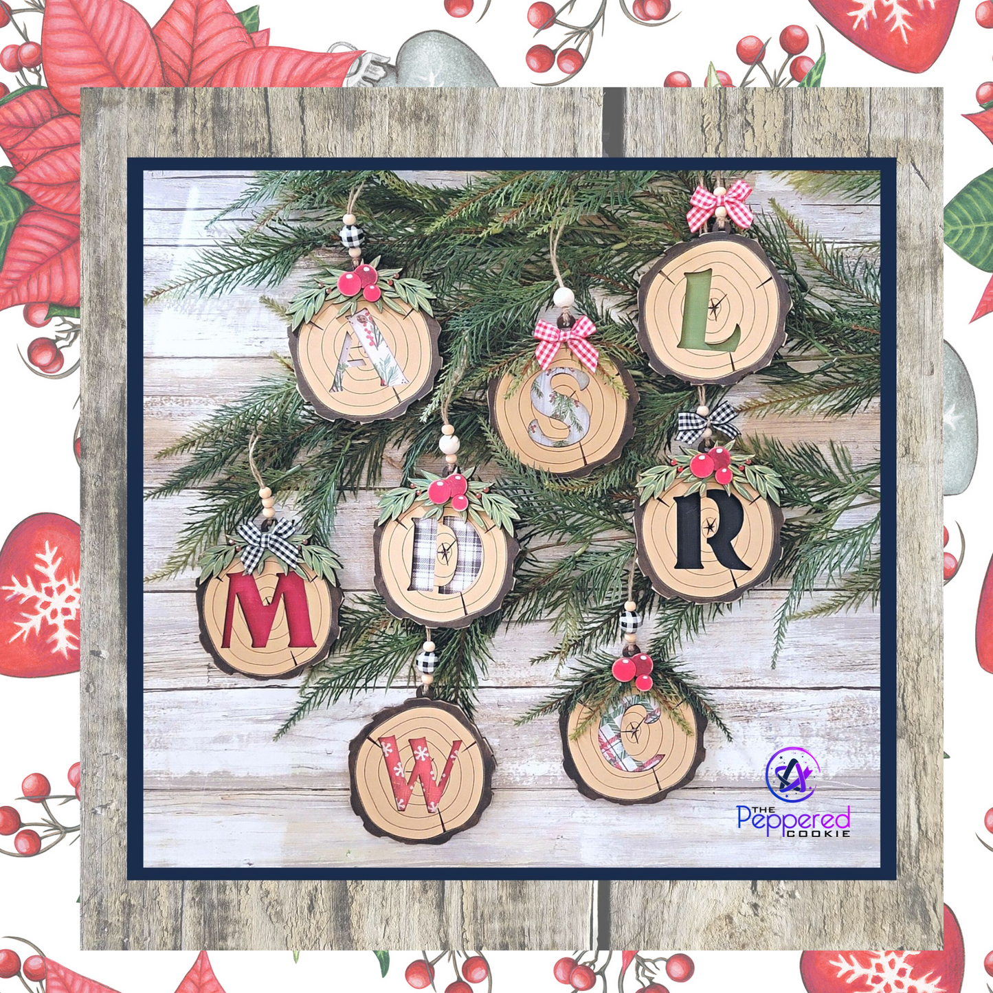 Christmas Ornament - Wood Slice Ornament Monogram Unfinished