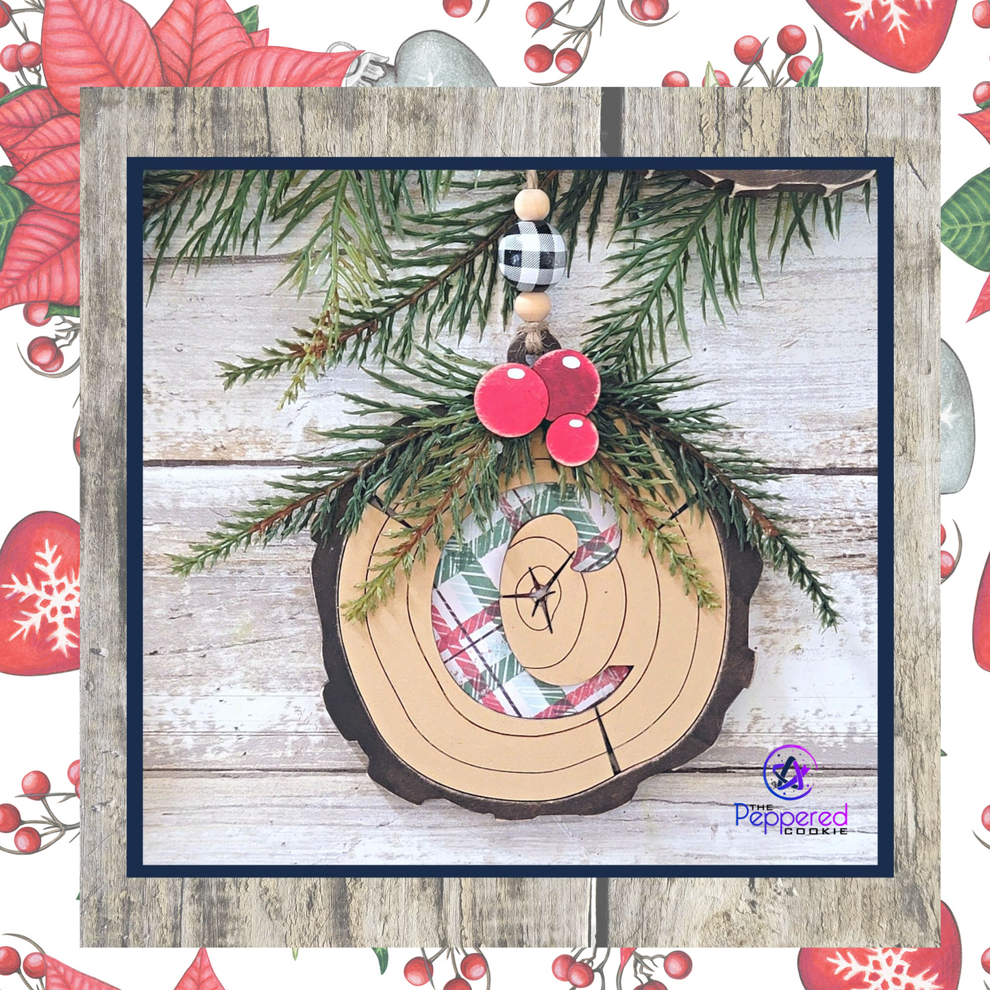 Christmas Ornament - Wood Slice Ornament Monogram Unfinished