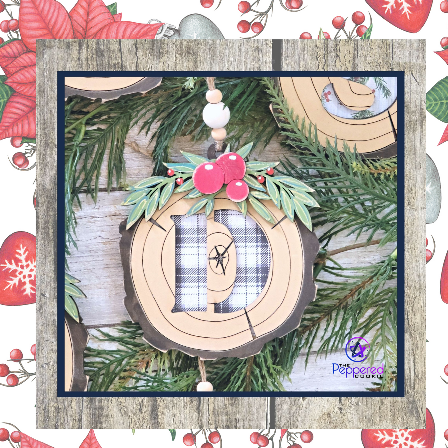 Christmas Ornament - Wood Slice Ornament Monogram Unfinished