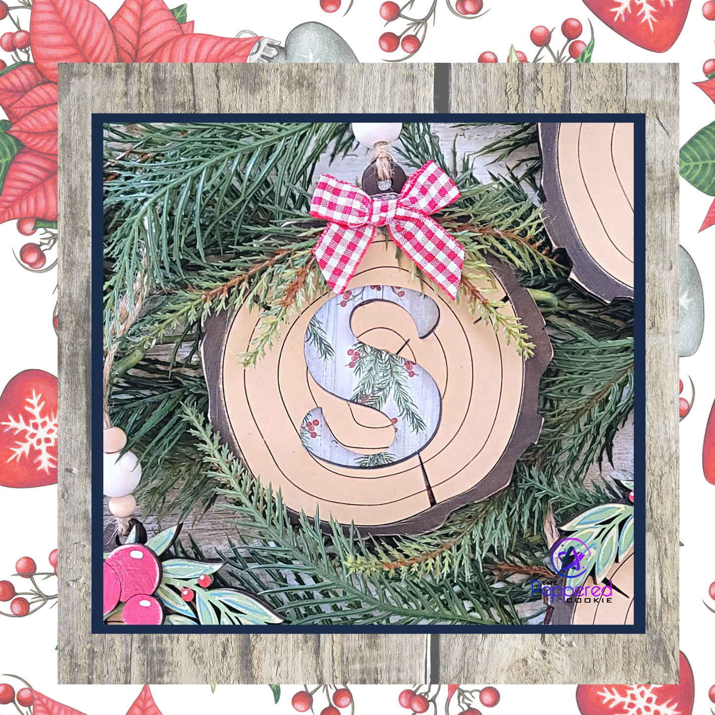 Christmas Ornament - Wood Slice Ornament Monogram Unfinished