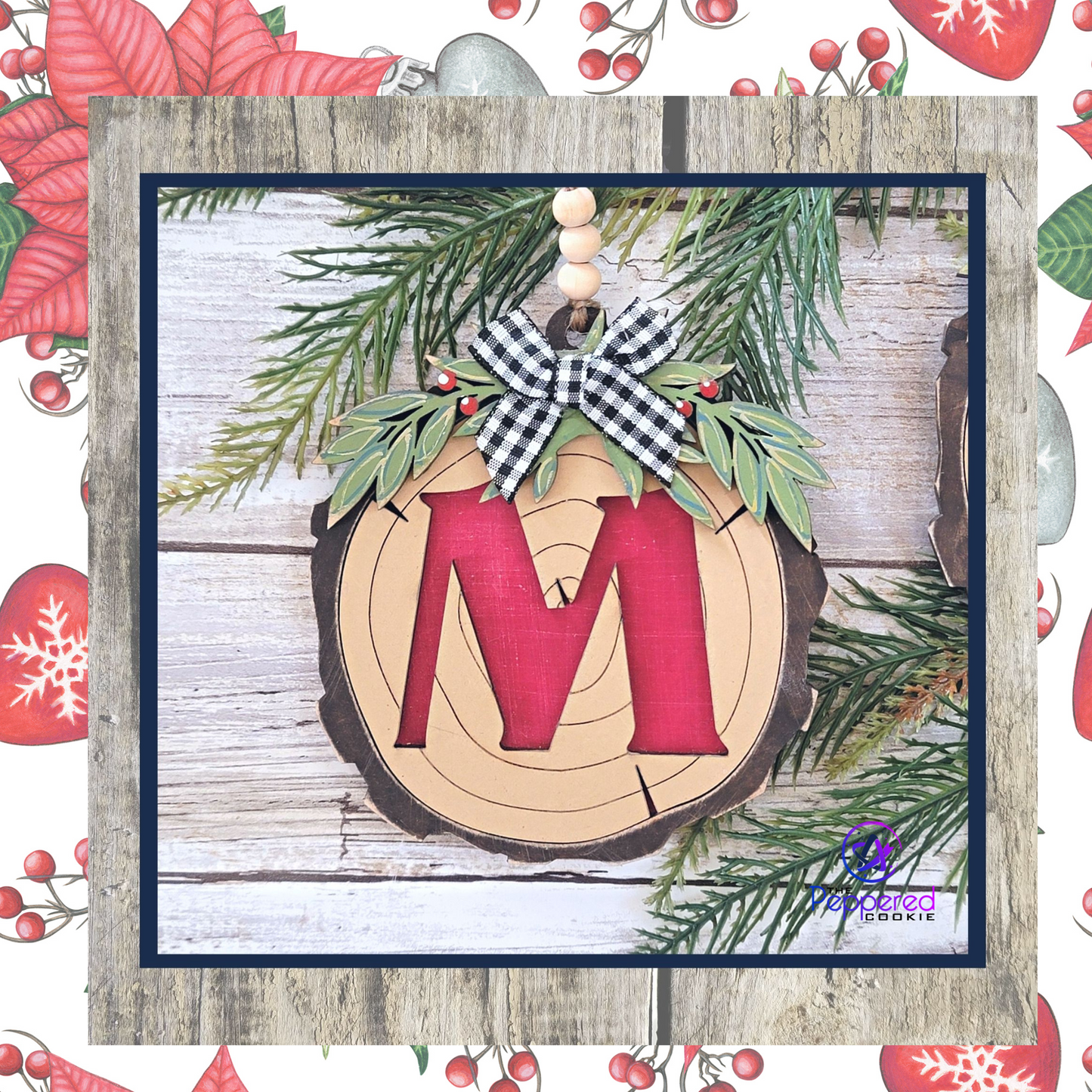 Christmas Ornament - Wood Slice Ornament Monogram Unfinished