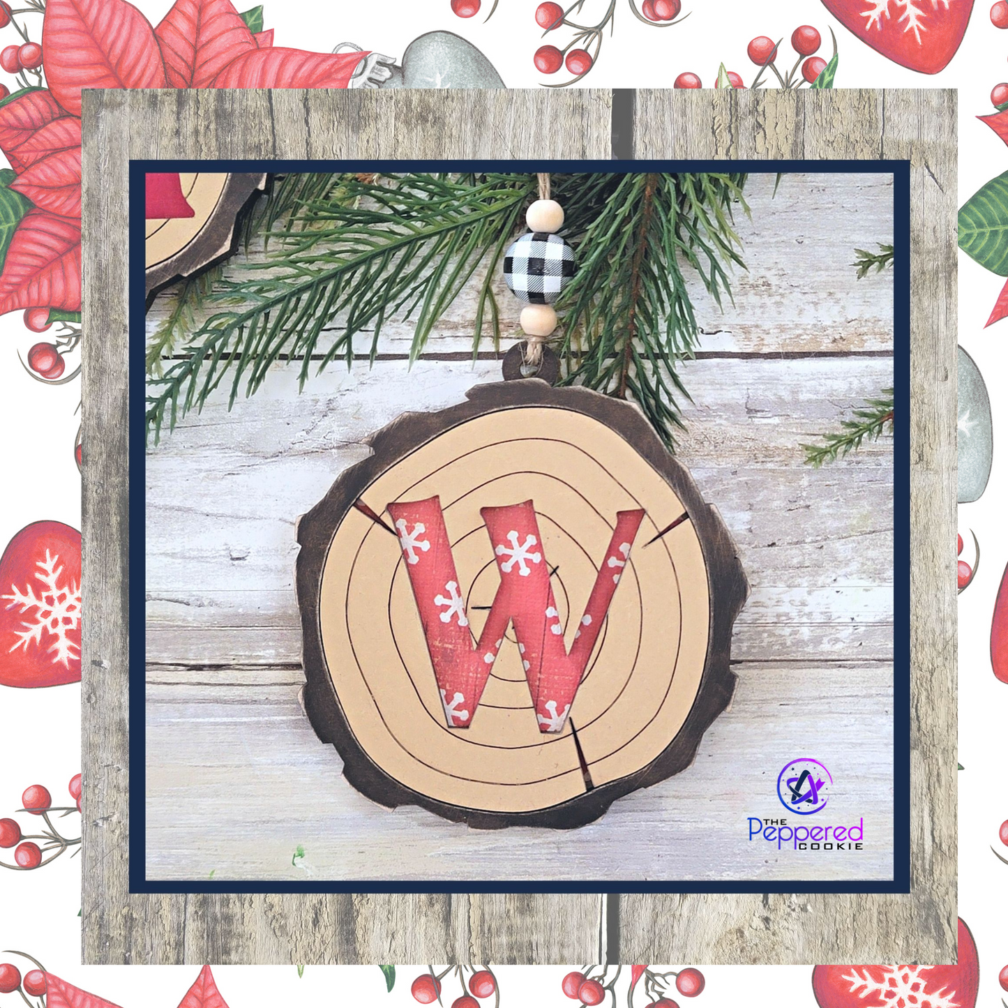 Christmas Ornament - Wood Slice Ornament Monogram Unfinished