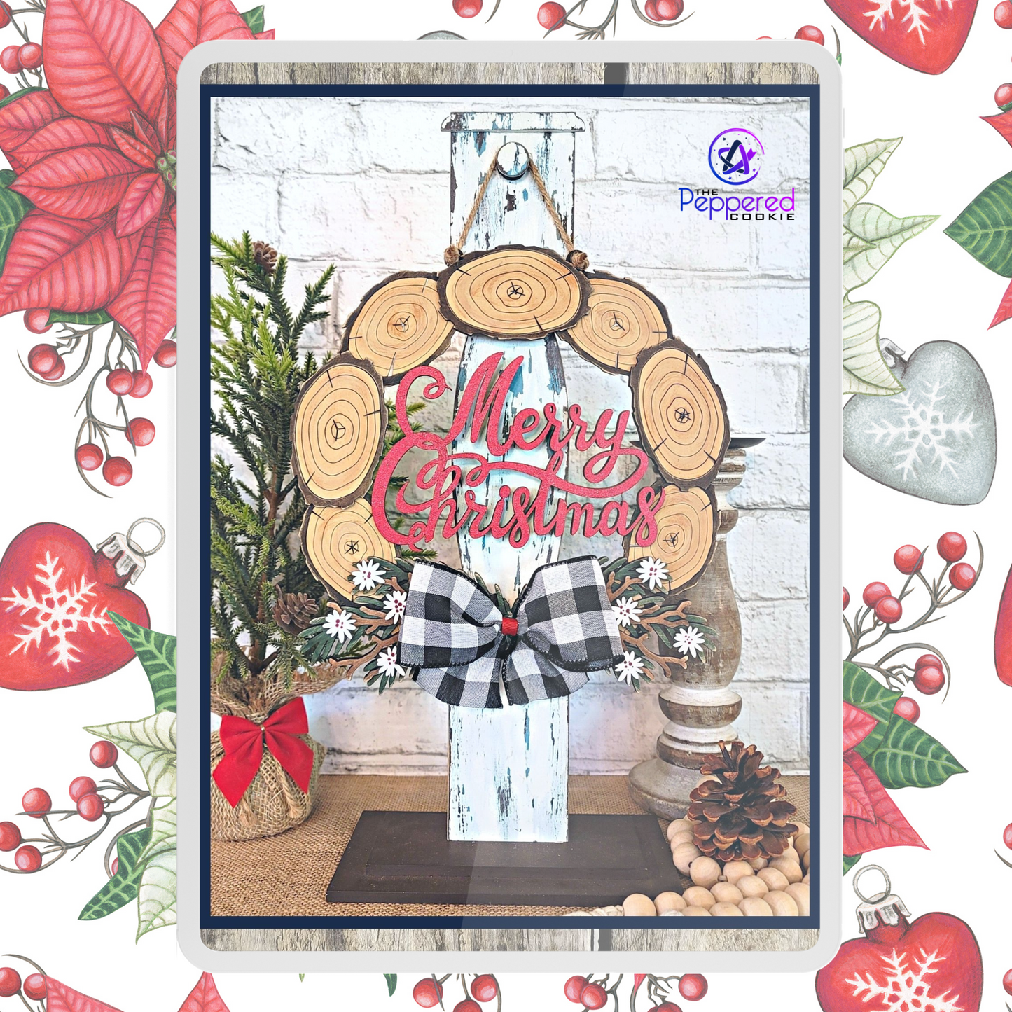 Home Decor - Merry Christmas Wood Slice Wreath UNFINISHED