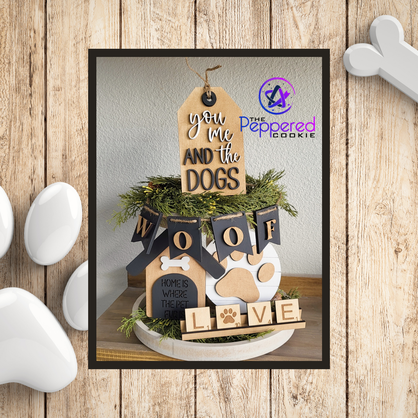 Tiered Tray Decor - Woof UNFINISHED