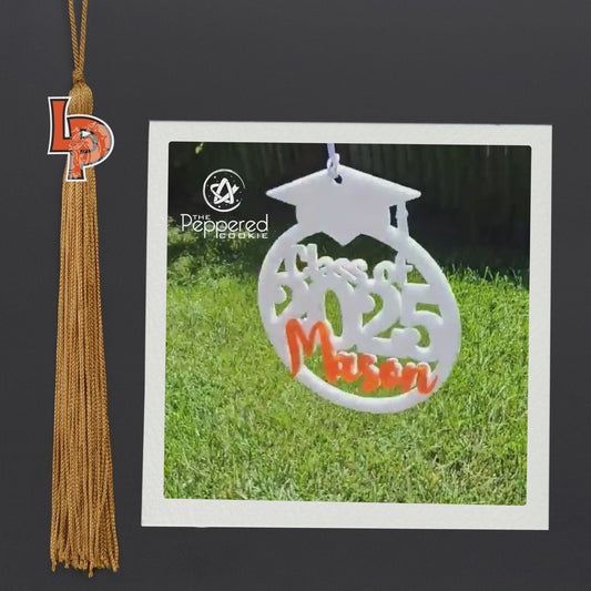 Class of 2025 Graduation Ornament/Car Charm White and Orange