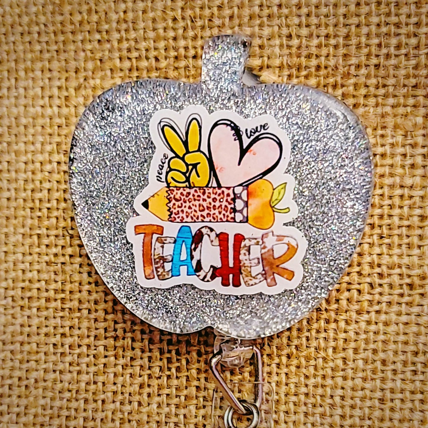 Badge Reel - Peace Love Teacher Apple