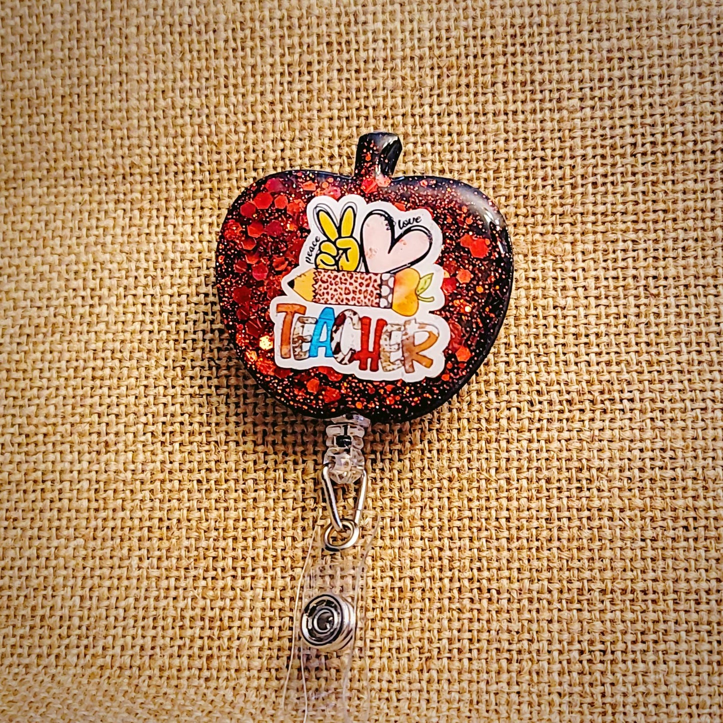 Badge Reel - Peace Love Teacher Apple